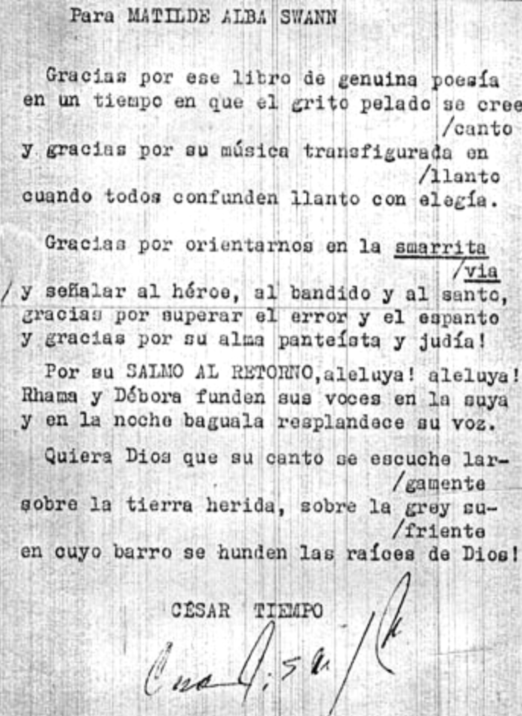 Cesar Tiempo para Matilde Alba Swann